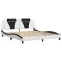 Bed frame with black and white synthetic leather headboard by , Beds and slatted bases - Ref: Foro24-3208116, Price: 251,73 €...