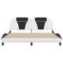 Bed frame with black and white synthetic leather headboard by , Beds and slatted bases - Ref: Foro24-3208116, Price: 256,21 €...
