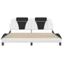 Bed frame with black and white synthetic leather headboard by , Beds and slatted bases - Ref: Foro24-3208116, Price: 251,73 €...