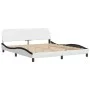 Bed frame with black and white synthetic leather headboard by , Beds and slatted bases - Ref: Foro24-3208116, Price: 251,73 €...