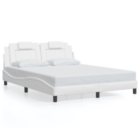Bettgestell mit LED-Leuchten, weißes PE-Leder, 160 x 200 cm von , Betten und Lattenroste - Ref: Foro24-3214030, Preis: 215,21...