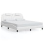 Bettgestell mit LED-Leuchten, weißes PE-Leder, 160 x 200 cm von , Betten und Lattenroste - Ref: Foro24-3214030, Preis: 215,21...