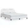Estructura de cama con luces LED cuero PE blanco 160x200 cm de , Camas y somieres - Ref: Foro24-3214030, Precio: 241,62 €, De...