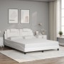 Bettgestell mit LED-Leuchten, weißes PE-Leder, 160 x 200 cm von , Betten und Lattenroste - Ref: Foro24-3214030, Preis: 215,21...