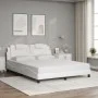 Estructura de cama con luces LED cuero PE blanco 160x200 cm de , Camas y somieres - Ref: Foro24-3214030, Precio: 241,62 €, De...