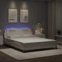 Estructura de cama con luces LED cuero PE blanco 160x200 cm de , Camas y somieres - Ref: Foro24-3214030, Precio: 241,62 €, De...