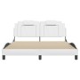 Bettgestell mit LED-Leuchten, weißes PE-Leder, 160 x 200 cm von , Betten und Lattenroste - Ref: Foro24-3214030, Preis: 215,21...