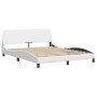 Bettgestell mit LED-Leuchten, weißes PE-Leder, 160 x 200 cm von , Betten und Lattenroste - Ref: Foro24-3214030, Preis: 215,21...