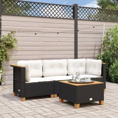 3-Sitzer-Gartensofa mit schwarzen synthetischen Rattankissen von , Outdoor-Sofas - Ref: Foro24-365917, Preis: 235,61 €, Rabat...