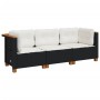 3-seater garden sofa with black synthetic rattan cushions by , Outdoor sofas - Ref: Foro24-365917, Price: 216,31 €, Discount: %