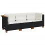 3-seater garden sofa with black synthetic rattan cushions by , Outdoor sofas - Ref: Foro24-365917, Price: 251,99 €, Discount: %