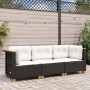 3-seater garden sofa with black synthetic rattan cushions by , Outdoor sofas - Ref: Foro24-365917, Price: 216,31 €, Discount: %