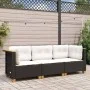 3-Sitzer-Gartensofa mit schwarzen synthetischen Rattankissen von , Outdoor-Sofas - Ref: Foro24-365917, Preis: 235,61 €, Rabat...