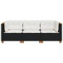3-seater garden sofa with black synthetic rattan cushions by , Outdoor sofas - Ref: Foro24-365917, Price: 216,31 €, Discount: %