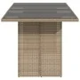 Garden table glass surface PE rattan beige 190x80x75 cm by , Garden tables - Ref: Foro24-365605, Price: 188,75 €, Discount: %