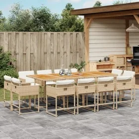 Garten-Essgruppe mit Kissen, 13-teilig, beiges synthetisches Rattan von , Gartensets - Ref: Foro24-3278175, Preis: 991,50 €, ...