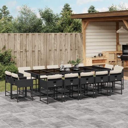 Garden dining set with cushions 15 pieces black synthetic rattan by , Garden sets - Ref: Foro24-3278177, Price: 830,93 €, Dis...