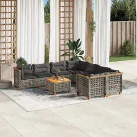 9-piece garden furniture set and gray synthetic rattan cushions by , Garden sets - Ref: Foro24-3261777, Price: 750,71 €, Disc...