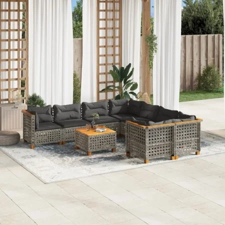 9-piece garden furniture set and gray synthetic rattan cushions by , Garden sets - Ref: Foro24-3261777, Price: 722,85 €, Disc...