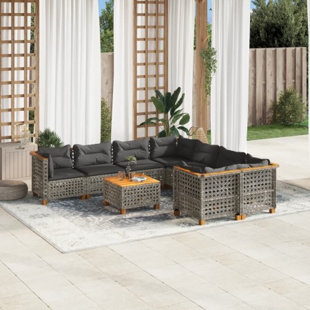 9-teiliges Gartenmöbel-Set und graue synthetische Rattankissen von , Gartensets - Ref: Foro24-3261777, Preis: 736,25 €, Rabat...