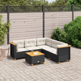 6-piece garden sofa set and black synthetic rattan cushions by , Garden sets - Ref: Foro24-3261827, Price: 404,16 €, Discount: %