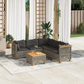 6-teiliges Gartenmöbel-Set und graue synthetische Rattankissen von , Gartensets - Ref: Foro24-3261831, Preis: 497,72 €, Rabat...