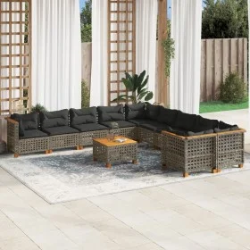 11-teiliges Gartensofa-Set und graue synthetische Rattankissen von , Gartensets - Ref: Foro24-3262053, Preis: 933,14 €, Rabat...