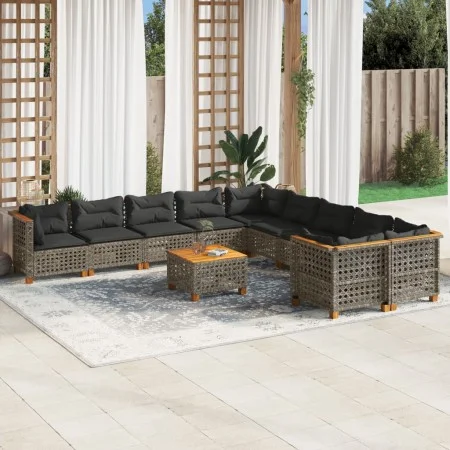 11-teiliges Gartensofa-Set und graue synthetische Rattankissen von , Gartensets - Ref: Foro24-3262053, Preis: 933,14 €, Rabat...