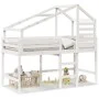 High bed with ladder and ceiling solid white pine wood 80x200 cm by , Beds and slatted bases - Ref: Foro24-3281987, Price: 24...