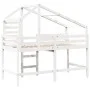 High bed with ladder and ceiling solid white pine wood 80x200 cm by , Beds and slatted bases - Ref: Foro24-3281987, Price: 24...