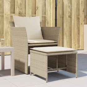 Garden armchair with footrest in beige synthetic rattan by , Garden sets - Ref: Foro24-368620, Price: 123,66 €, Discount: %