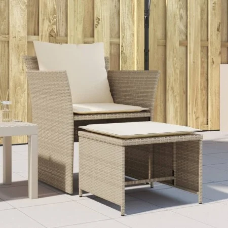 Gartensessel mit Fußstütze aus beigem synthetischem Rattan von , Gartensets - Ref: Foro24-368620, Preis: 123,66 €, Rabatt: %