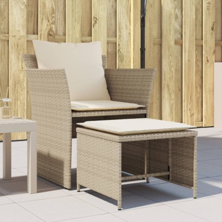 Gartensessel mit Fußstütze aus beigem synthetischem Rattan von , Gartensets - Ref: Foro24-368620, Preis: 121,12 €, Rabatt: %