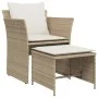 Gartensessel mit Fußstütze aus beigem synthetischem Rattan von , Gartensets - Ref: Foro24-368620, Preis: 123,66 €, Rabatt: %
