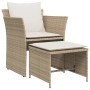 Gartensessel mit Fußstütze aus beigem synthetischem Rattan von , Gartensets - Ref: Foro24-368620, Preis: 121,12 €, Rabatt: %