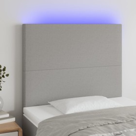 Cabecero con luces LED tela gris claro 80x5x118/128 cm en Cabeceros y pies de cama | Comprar online en Foro24