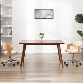 Drehbarer Bürostuhl aus gebogenem Holz, cremefarbenes Kunstleder von vidaXL, Bürostühle - Ref: Foro24-3054850, Preis: 142,02 ...