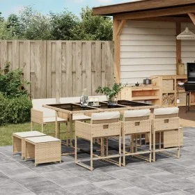Set comedor de jardín 11 pzas con cojines ratán sintético beige de , Conjuntos de jardín - Ref: Foro24-3278097, Precio: 634,7...