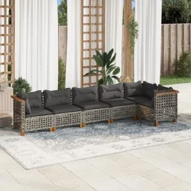 6-teiliges Gartenmöbel-Set und graue synthetische Rattankissen von , Gartensets - Ref: Foro24-3261849, Preis: 521,07 €, Rabat...