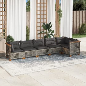 Set de muebles de jardín 6 pzas y cojines ratán sintético gris de , Conjuntos de jardín - Ref: Foro24-3261849, Precio: 522,08...