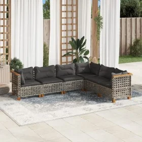 6-teiliges Gartenmöbel-Set und graue synthetische Rattankissen von , Gartensets - Ref: Foro24-3261861, Preis: 521,07 €, Rabat...