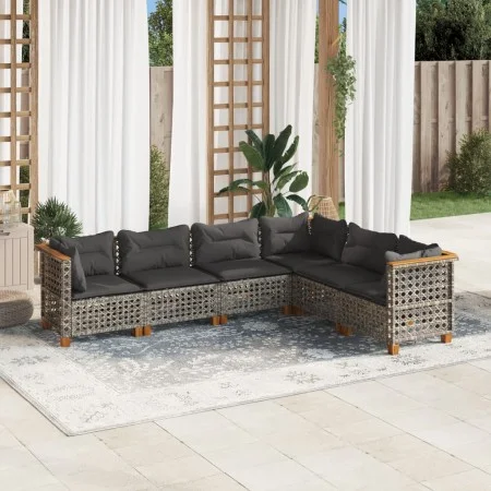 6-teiliges Gartenmöbel-Set und graue synthetische Rattankissen von , Gartensets - Ref: Foro24-3261861, Preis: 521,07 €, Rabat...
