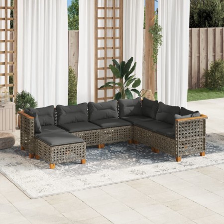 7-teiliges Gartensofa-Set mit grauen synthetischen Rattankissen von , Gartensets - Ref: Foro24-3261939, Preis: 585,23 €, Raba...
