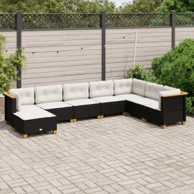 Garden sofa and cushion set 8 pieces black synthetic rattan by , Garden sets - Ref: Foro24-3261953, Price: 648,84 €, Discount: %