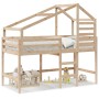 Cama alta con escalera y techo madera maciza de pino 90x200 cm de , Camas y somieres - Ref: Foro24-3281988, Precio: 245,88 €,...
