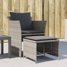 Gray synthetic rattan garden armchair with footrest by , Garden sets - Ref: Foro24-368618, Price: 123,66 €, Discount: %