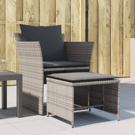 Gray synthetic rattan garden armchair with footrest by , Garden sets - Ref: Foro24-368618, Price: 123,66 €, Discount: %