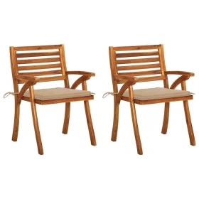 Dining garden chairs with cushions 2 units solid acacia wood by , Garden chairs - Ref: Foro24-3060789, Price: 202,71 €, Disco...