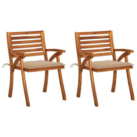 Dining garden chairs with cushions 2 units solid acacia wood by , Garden chairs - Ref: Foro24-3060789, Price: 260,66 €, Disco...