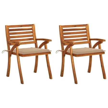Dining garden chairs with cushions 2 units solid acacia wood by , Garden chairs - Ref: Foro24-3060789, Price: 202,71 €, Disco...